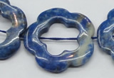 CFG41 15.5 inches 35mm carved flower lapis lazuli gemstone beads