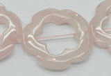 CFG42 15.5 inches 35mm carved flower rose quartz beads wholesale