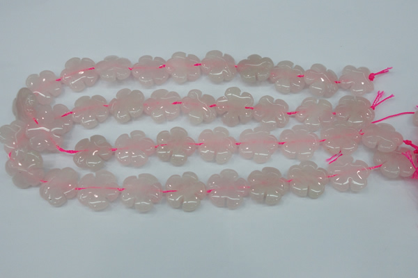 CFG450 15.5 inches 20mm carved flower rose quartz beads