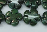 CFG452 15.5 inches 20mm carved flower green iron stone beads