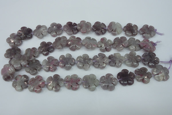 CFG454 15.5 inches 20mm carved flower lilac jasper beads