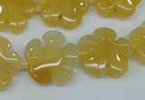 CFG457 15.5 inches 20mm carved flower yellow jade beads