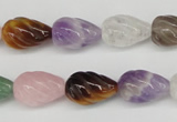 CFG51 15.5 inches 10*16mm carved teardrop mixed gemstone beads