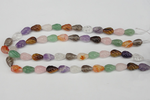 CFG51 15.5 inches 10*16mm carved teardrop mixed gemstone beads