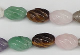 CFG52 15.5 inches 10*16mm carved rice mixed gemstone beads