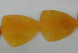 CFG527 15.5 inches 25*25mm carved triangle yellow aventurine beads