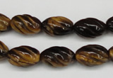 CFG53 15.5 inches 10*16mm carved rice yellow tiger eye gemstone beads