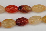 CFG54 15.5 inches 10*16mm carved rice agate gemstone beads