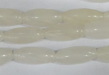 CFG551 15.5 inches 8*20mm carved rice white jade beads