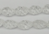 CFG56 15.5 inches 10*16mm carved rice white crystal gemstone beads