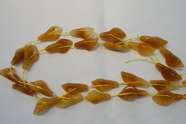 CFG560 15.5 inches 14*28mm carved trumpet flower yellow jade beads