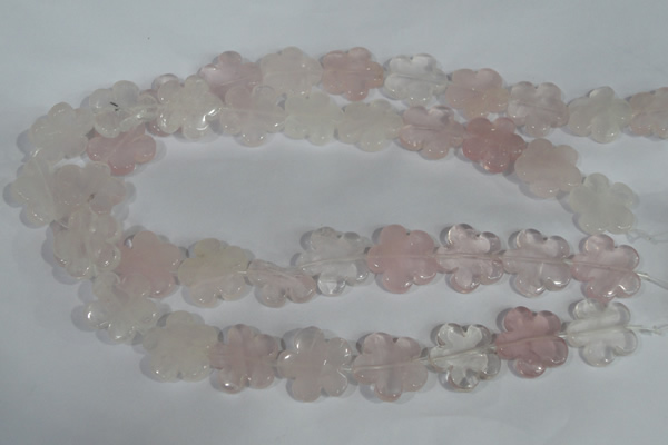 CFG652 15.5 inches 20mm carved flower rose quartz beads