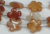 CFG654 15.5 inches 15mm carved flower red quartz beads