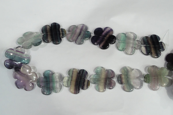 CFG662 15.5 inches 30mm carved flower fluorite gemstone beads