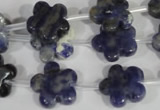 CFG669 15.5 inches 15mm carved flower sodalite gemstone beads