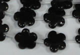 CFG675 15.5 inches 15mm carved flower black obsidian beads