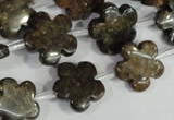 CFG678 15.5 inches 15mm carved flower bronzite gemstone beads