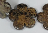 CFG680 15.5 inches 30mm carved flower bronzite gemstone beads