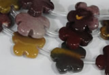 CFG684 15.5 inches 15mm carved flower mookaite gemstone beads