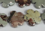 CFG688 15.5 inches 20mm carved flower artistic jasper beads