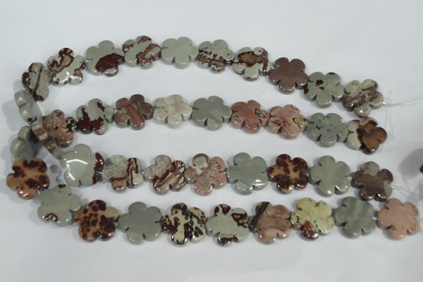 CFG688 15.5 inches 20mm carved flower artistic jasper beads