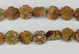 CFG69 15.5 inches 10mm carved flower yellow tiger eye gemstone beads