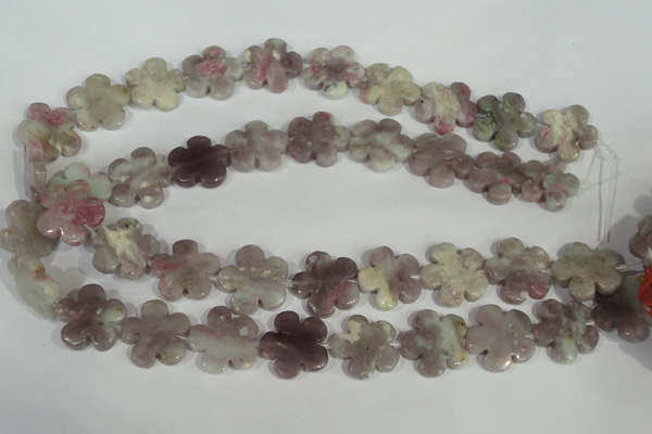 CFG691 15.5 inches 20mm carved flower lilac jasper beads