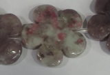 CFG692 15.5 inches 30mm carved flower lilac jasper beads