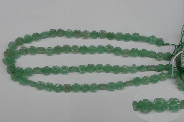 CFG70 15.5 inches 10mm carved flower green aventurine beads