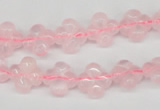 CFG72 15.5 inches 11*11mm carved flower rose quartz gemstone beads