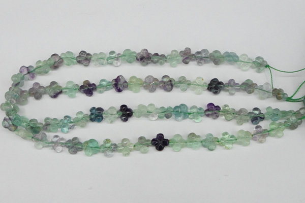 CFG73 15.5 inches 11*11mm carved flower fluorite gemstone beads