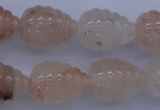 CFG750 15.5 inches 15*20mm carved teardrop natural pink quartz beads