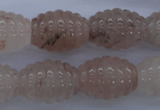 CFG751 15.5 inches 15*20mm carved rice natural pink quartz beads