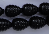 CFG758 15.5 inches 15*20mm carved teardrop black agate beads