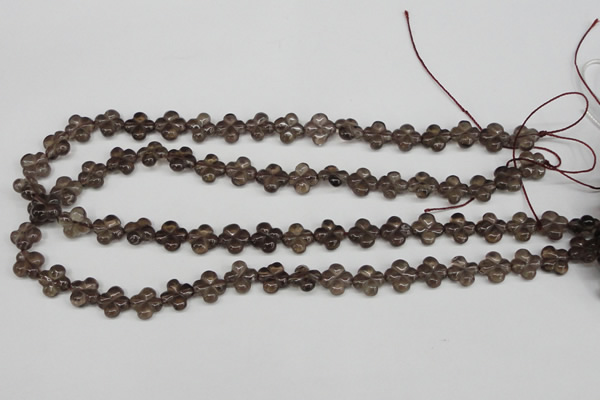 CFG76 15.5 inches 11*11mm carved flower smoky quartz beads