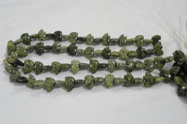 CFG769 15.5 inches 10*15mm carved animal green lace gemstone beads