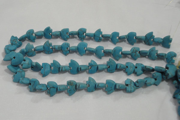 CFG773 15.5 inches 10*15mm carved animal synthetic turquoise beads