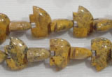 CFG775 15.5 inches 10*15mm carved animal leopard jasper beads