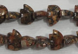 CFG776 15.5 inches 10*15mm carved animal leopard jasper beads