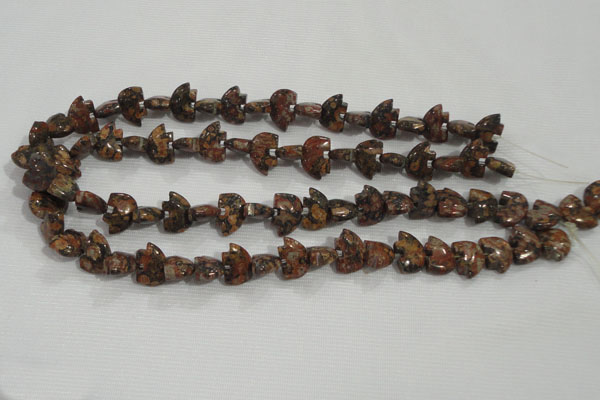 CFG776 15.5 inches 10*15mm carved animal leopard jasper beads