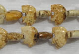 CFG778 15.5 inches 10*15mm carved animal picture jasper beads