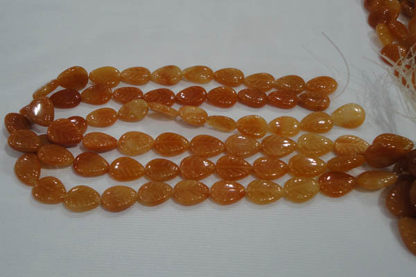 CFG817 12.5 inches 15*20mm carved leaf red aventurine beads wholesale