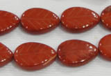 CFG822 12.5 inches 15*20mm carved leaf red jasper beads wholesale