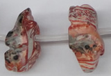 CFG863 Top-drilled 12*18mm carved animal red zebra jasper beads