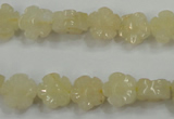 CFG880 15.5 inches 10mm carved flower yellow jade gemstone beads