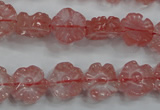 CFG884 15.5 inches 12mm carved flower cherry quartz beads