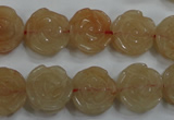 CFG888 15.5 inches 14mm carved flower red aventurine beads