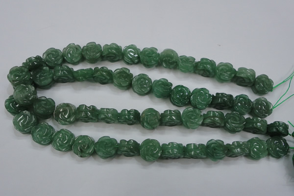 CFG889 15.5 inches 14mm carved flower green aventurine beads