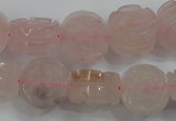 CFG890 15.5 inches 14mm carved flower rose quartz gemstone beads