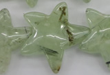 CFG919 15.5 inches 30*33mm carved star green rutilated quartz beads